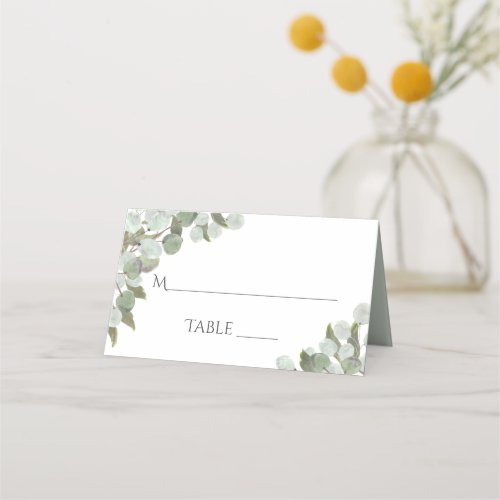 Watercolor Eucalyptus  Greenery Write_In Wedding Place Card