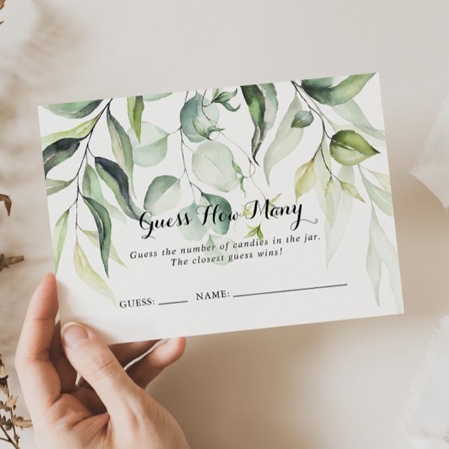 Watercolor Eucalyptus Guess How Many Game Card (Creator Uploaded)