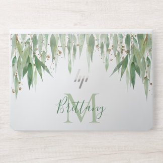 Watercolor Eucalyptus Hanging Leaves  Monogrammed HP Laptop Skin
