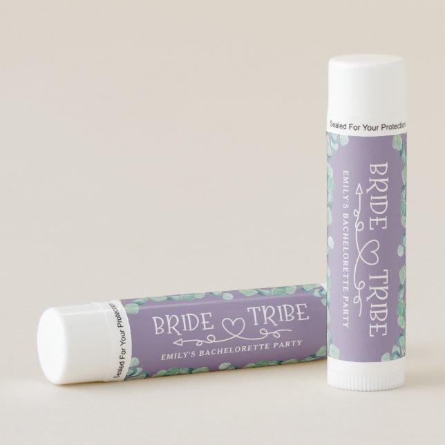 Watercolor Eucalyptus Lavender Bride Tribe Lip Balm (Front)