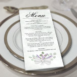 Watercolor Eucalyptus & Lavender Elegant Wedding Menu<br><div class="desc">This beautiful wedding menu features a rustic boho chic design with a marbled steel blue background, a script calligraphy title, and a cluster of hand painted watercolor eucalyptus leaves and lavender flowers in shades of sage green and light purple. The text is completely customizable with space for the couple's name...</div>