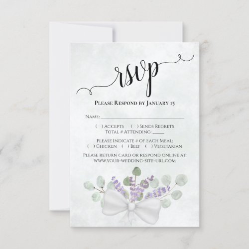 Watercolor Eucalyptus  Lavender Elegant Wedding RSVP Card