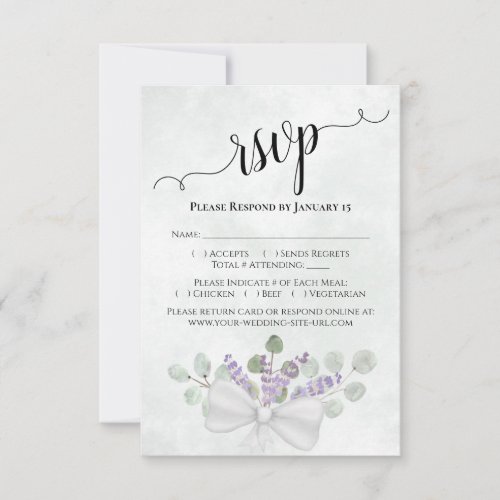 Watercolor Eucalyptus  Lavender Elegant Wedding RSVP Card