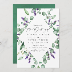 Watercolor Eucalyptus Lavender Greenery Wedding Invitation
