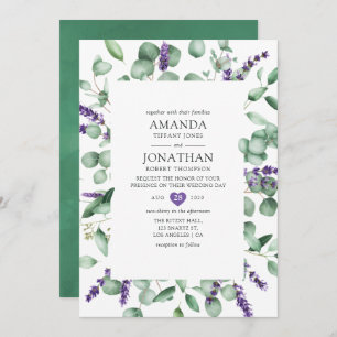 Watercolor Eucalyptus Lavender Greenery Wedding Invitation