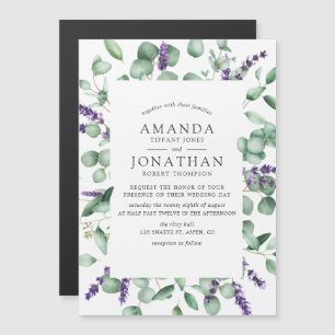 Watercolor Eucalyptus Lavender Greenery Wedding Magnetic Invitation