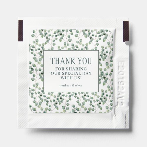 Watercolor Eucalyptus Leaf Pattern Thank You Hand Sanitizer Packet