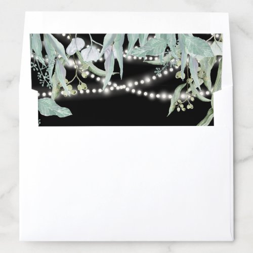 Watercolor Eucalyptus Leaf Twinkle Gray Barn Wood Envelope Liner