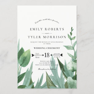 Watercolor Eucalyptus Leafy Greenery Wedding Invitation