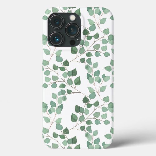 Watercolor Eucalyptus Leaves and Branches Pattern iPhone 13 Pro Case