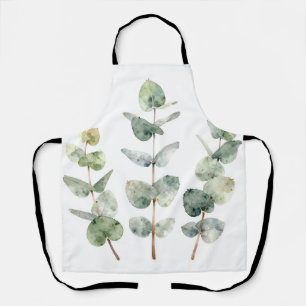 Watercolor Eucalyptus Leaves Botanical Apron