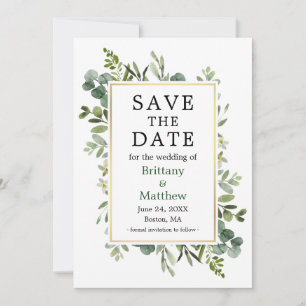 Watercolor Eucalyptus Leaves Botanical Greenery Save The Date