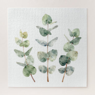 Watercolor Eucalyptus Leaves Botanical Jigsaw Puzzle