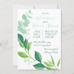 Watercolor Eucalyptus Leaves Bridal Shower  Invitation