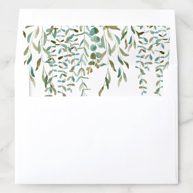 Watercolor Eucalyptus Leaves  Envelope Liner (In Envelope)