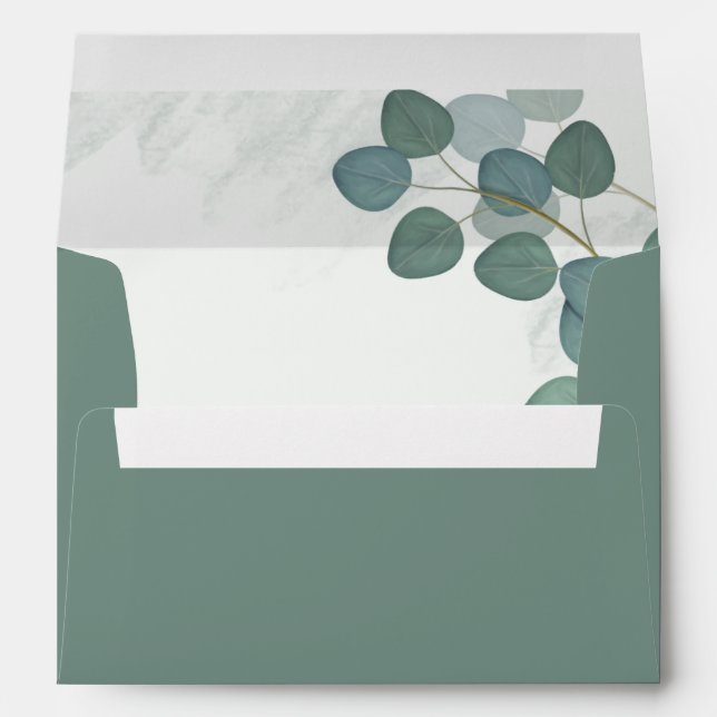 Watercolor Eucalyptus Leaves Foliage Wedding  Envelope (Back (Bottom))