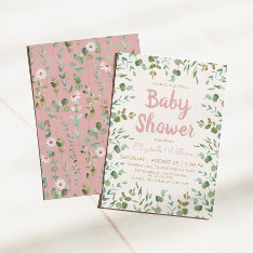 Watercolor Eucalyptus Leaves Girl Baby Shower  Invitation at Zazzle