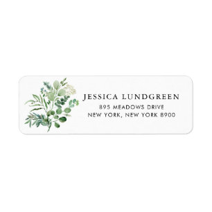 Watercolor Eucalyptus Leaves Greenery Address Label