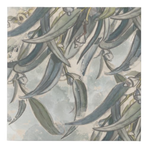 Watercolor Eucalyptus Leaves Greenery Faux Canvas Print