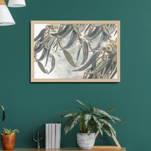 Watercolor Eucalyptus Leaves Greenery Framed Art