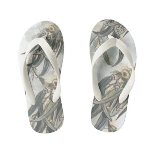 Watercolor Eucalyptus Leaves Greenery Kid's Flip Flops