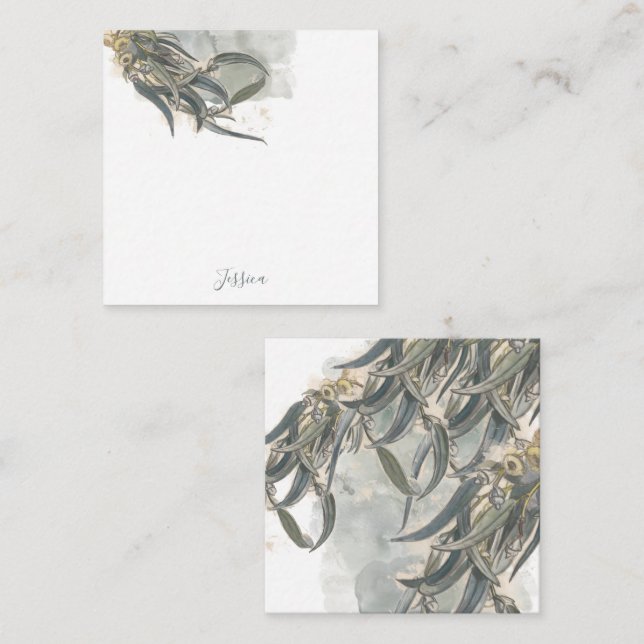 Watercolor Eucalyptus Leaves Greenery  Note Card (Front/Back)