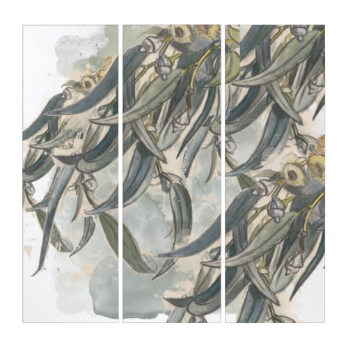 Watercolor Eucalyptus Leaves Greenery Triptych