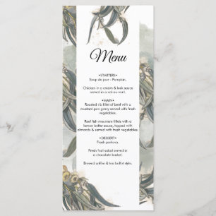 Watercolor Eucalyptus Leaves Greenery Wedding Menu