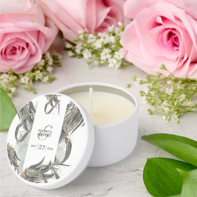 Watercolor Eucalyptus Leaves Greenery Wedding Mini Candle Favors (Insitu (Wedding))