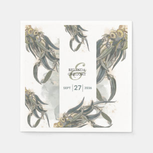 Watercolor Eucalyptus Leaves Greenery Wedding Napkins