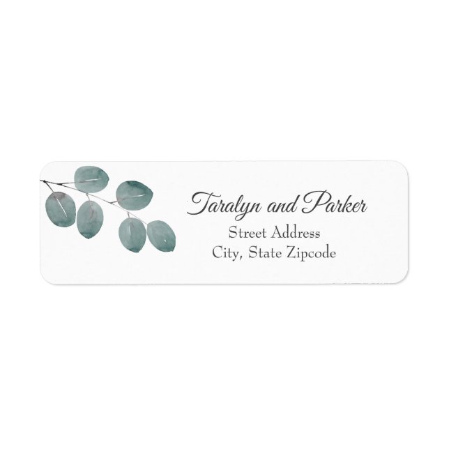 Watercolor Eucalyptus Leaves Label (Front)