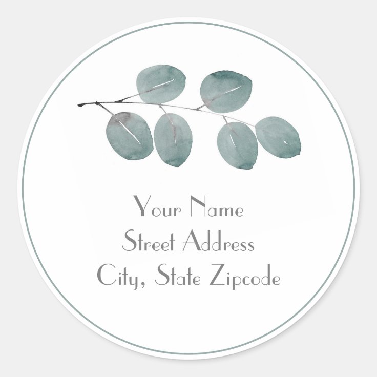 'Watercolor Eucalyptus Leaves' Labels | Zazzle
