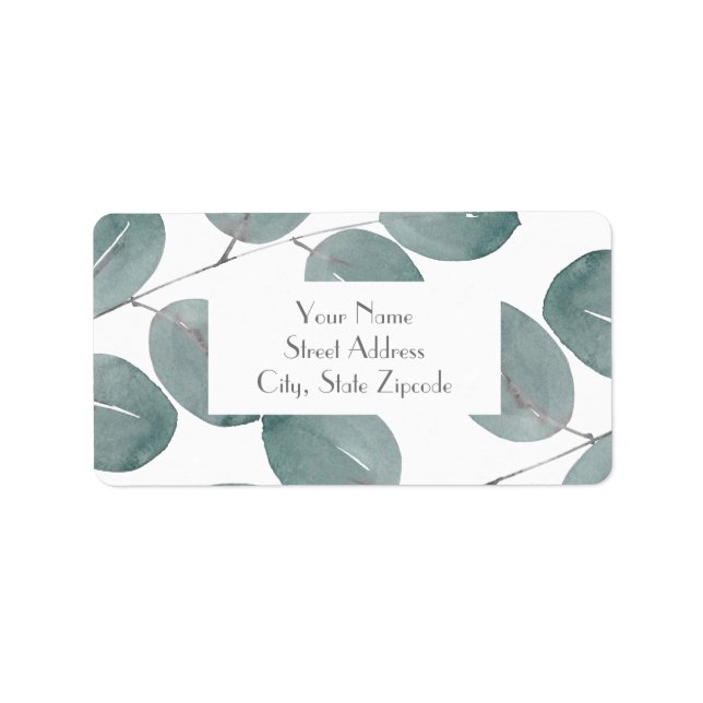 Watercolor Eucalyptus Leaves Labels (Front)