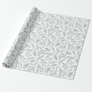Watercolor Eucalyptus Leaves Leafy Botanical Wrapping Paper