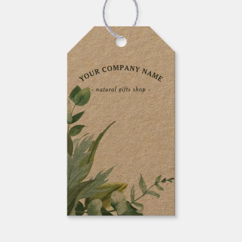 Watercolor Eucalyptus Leaves Logo Custom Gift Tags
