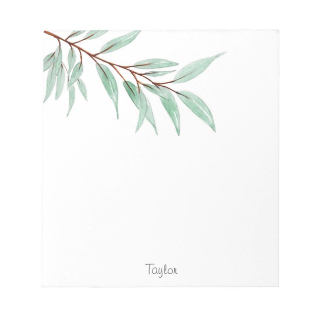 Watercolor Eucalyptus Leaves Notepad (Front)