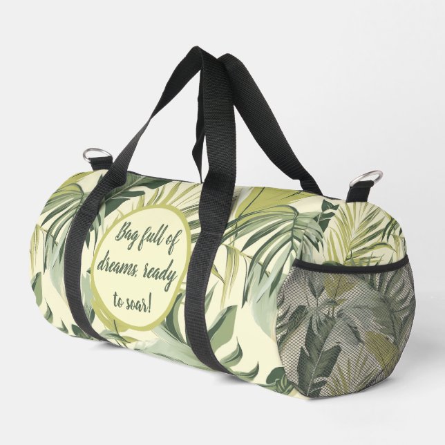  Watercolor Eucalyptus Leaves Pattern Duffle Bag (Right Corner)