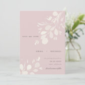 Watercolor Eucalyptus Leaves Save the Date Card (Standing Front)