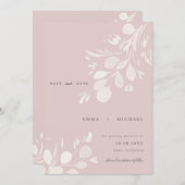 Watercolor Eucalyptus Leaves Save the Date Card (Front/Back)