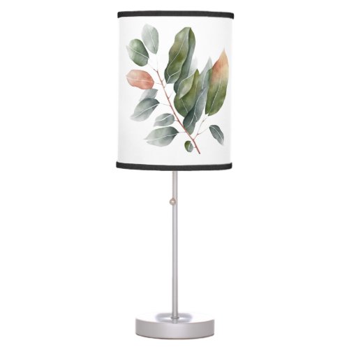 Watercolor Eucalyptus Leaves  Table Lamp