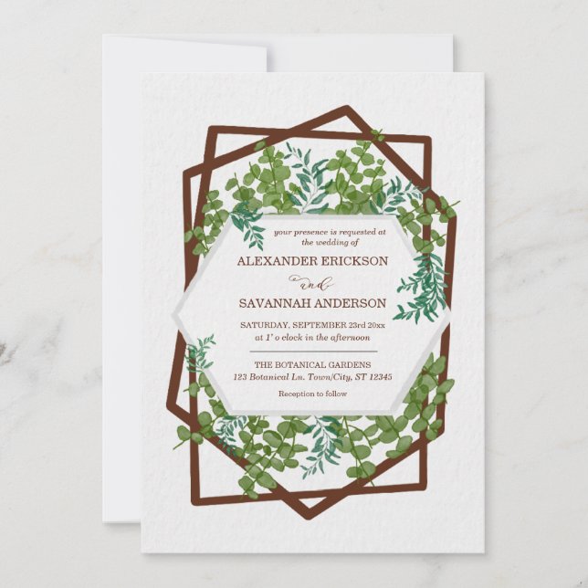 Watercolor Eucalyptus Leaves Wedding Invitation (Front)