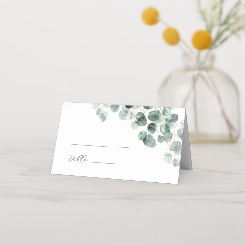 Watercolor Eucalyptus Leaves Wedding Place Card