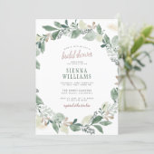 Watercolor Eucalyptus Leaves Wreath Bridal Shower Invitation (Standing Front)