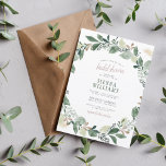 Watercolor Eucalyptus Leaves Wreath Bridal Shower Invitation at Zazzle