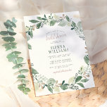 Watercolor Eucalyptus Leaves Wreath Bridal Shower Invitation<br><div class="desc">A beautiful mix of elegant, rustic, and modern. This design features a timeless theme of lush watercolor greenery and faux gold glitter with script calligraphy and serif capitals. There is a wreath of eucalyptus foliage around the edge of the invite, "bridal shower" appears at the top in dark pink lettering,...</div>