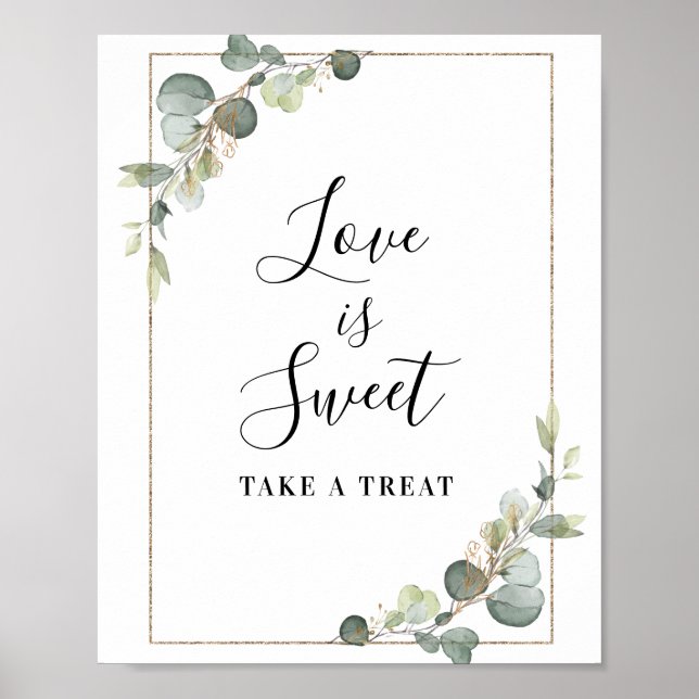 watercolor eucalyptus Love is sweet sign (Front)