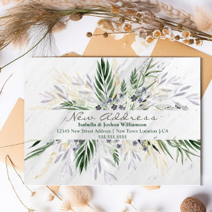Watercolor Eucalyptus & Marble Moving Announcement Postcard