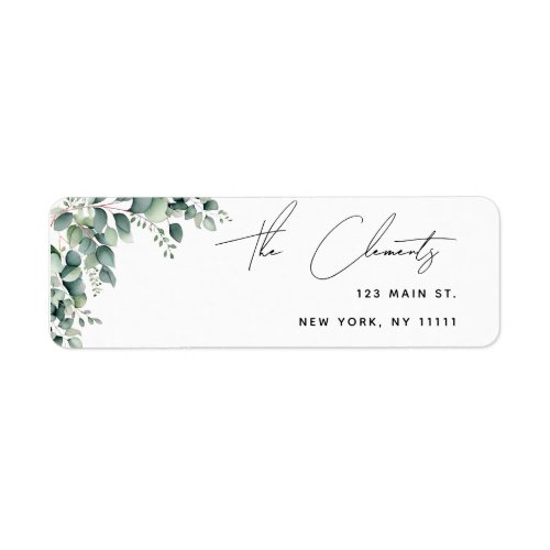 Watercolor Eucalyptus Modern Return Address Label