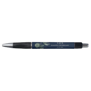 Watercolor Eucalyptus Monogram Wedding Favor Pen