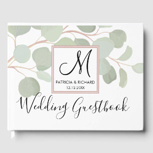 Watercolor Eucalyptus Monogrammed Wedding Guest Book
